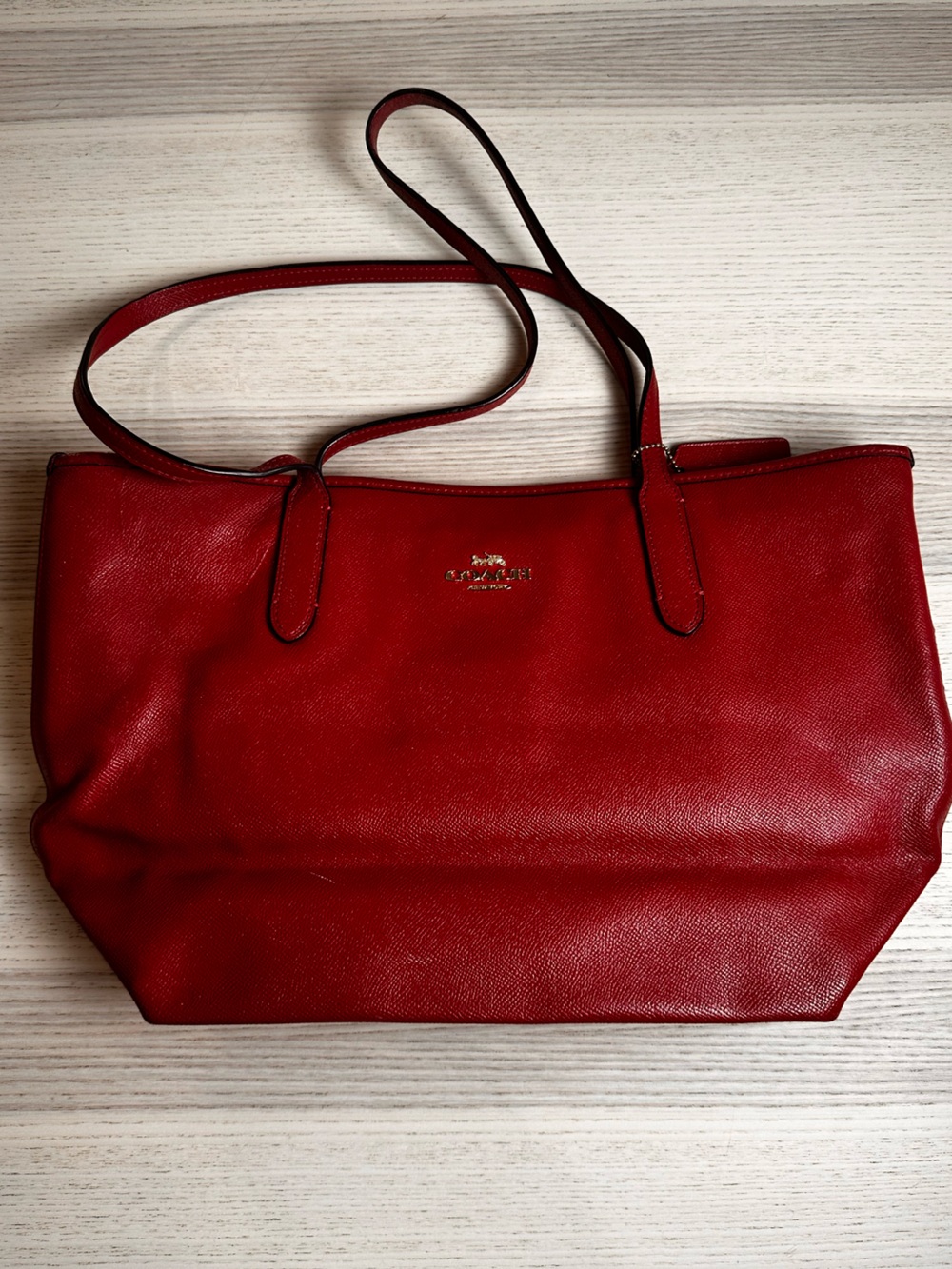 Red Coach Leather Tote Bag - Women